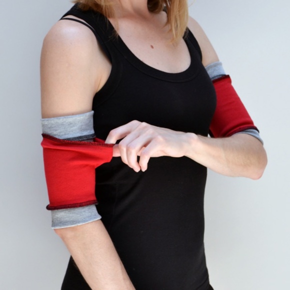 Handmade Accessories - Workout Arm Bands with Secret Pocket Grey Hiking Cuffs Running Armbands Festival